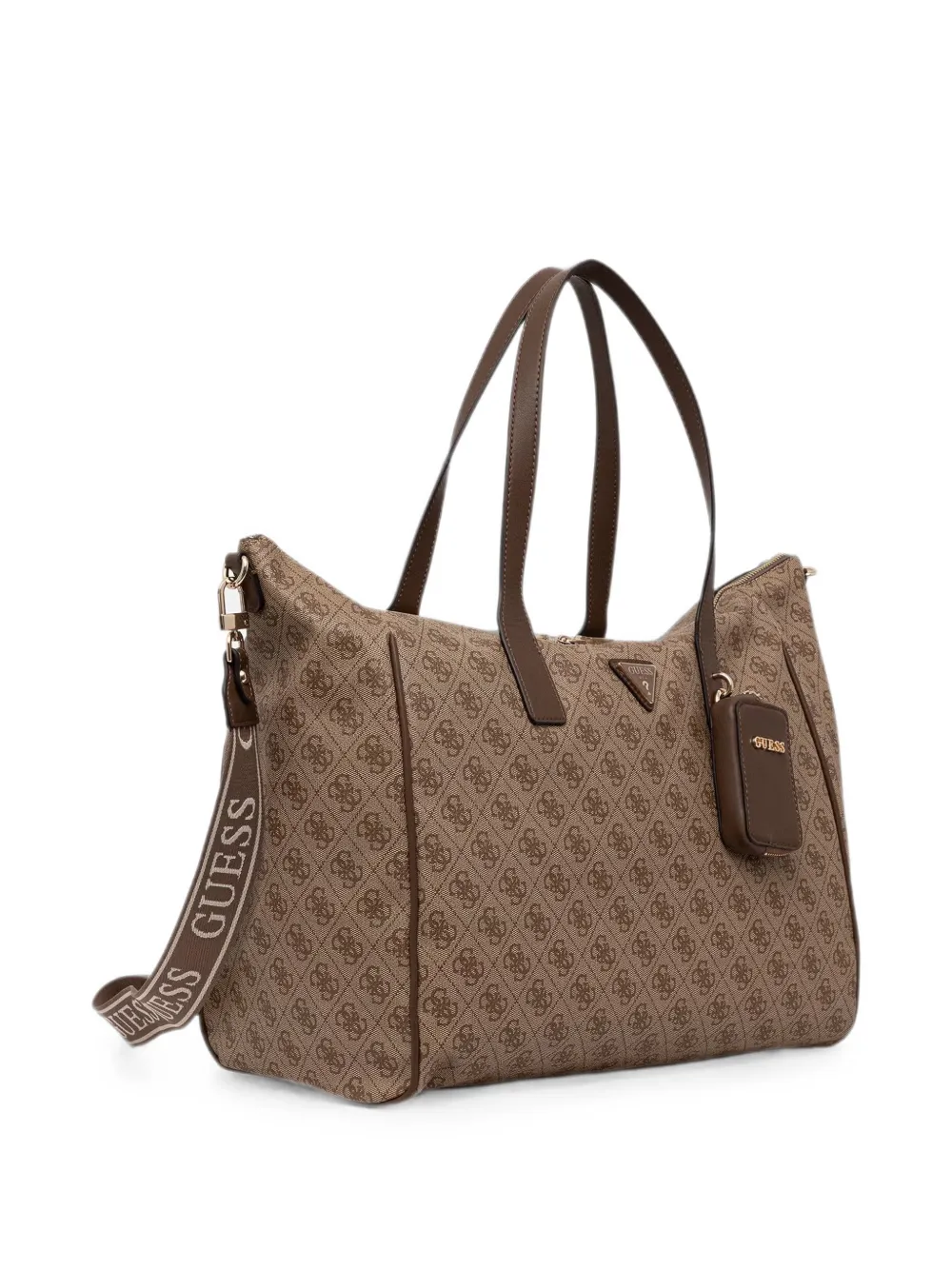 GUESS USA Shopper met logoplakkaat en monogramprint Beige