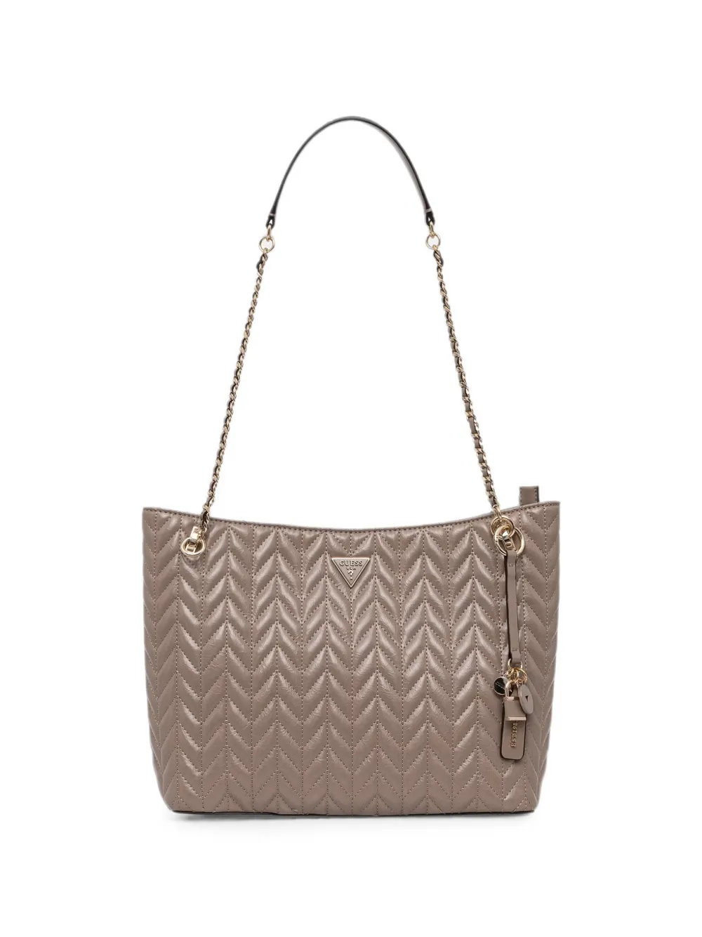 GUESS USA Cheryl chevron-quilted chain-link tote bag - Toni neutri