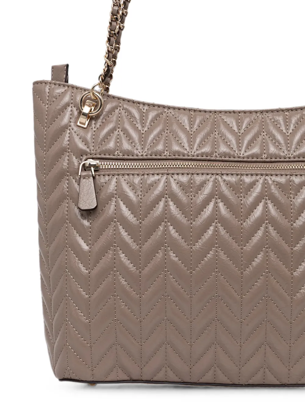 GUESS USA Cheryl gewatteerde shopper met ketting en chevron-streep Beige