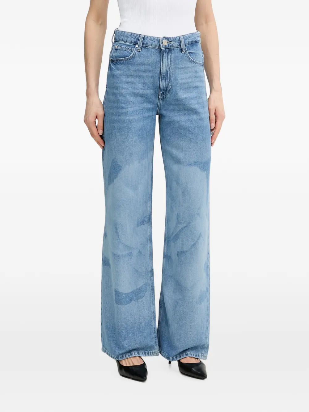 GUESS USA laser-print wide-leg jeans - Blu