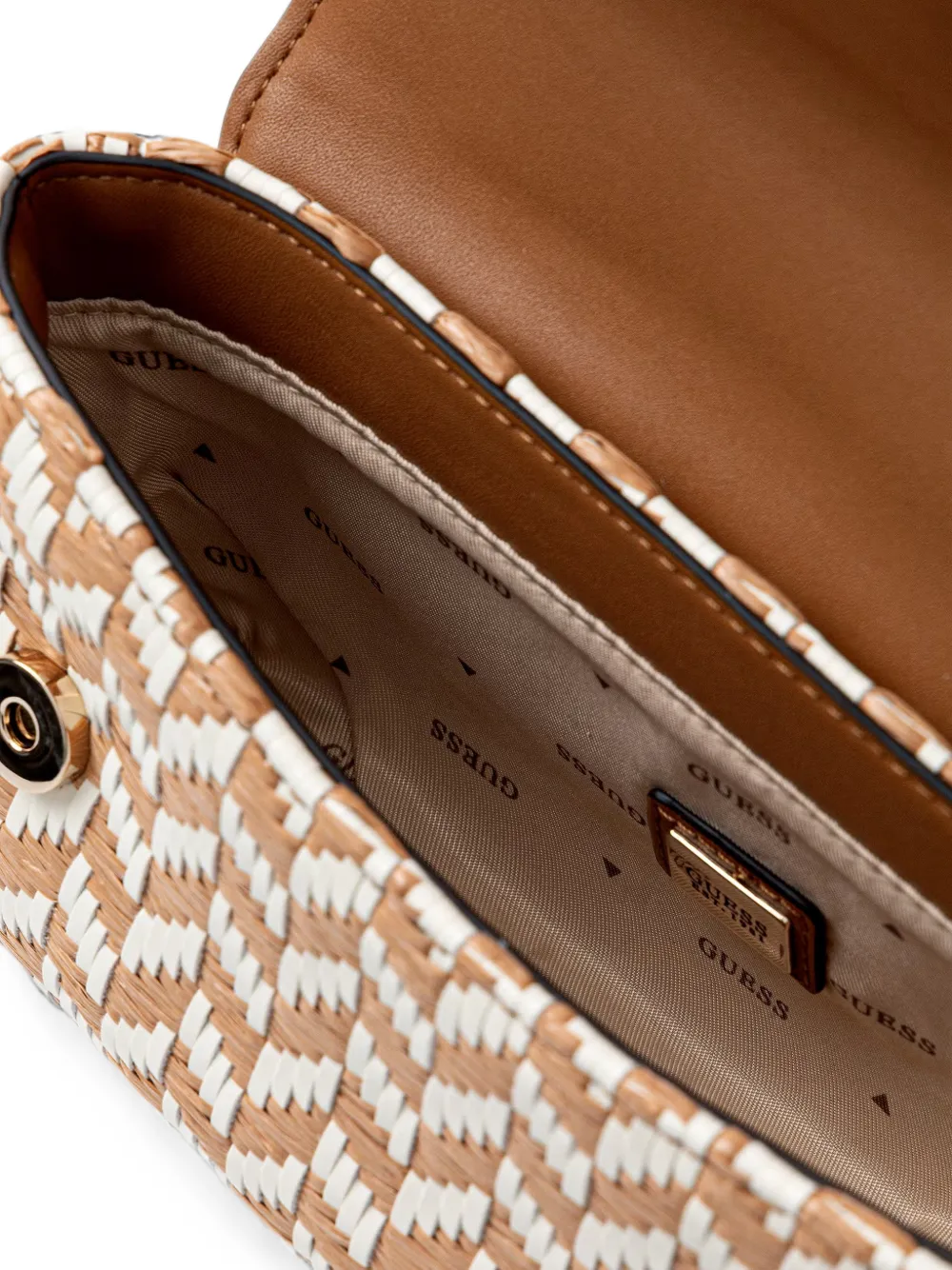 GUESS USA Tessi geweven shopper met chevron streep Beige