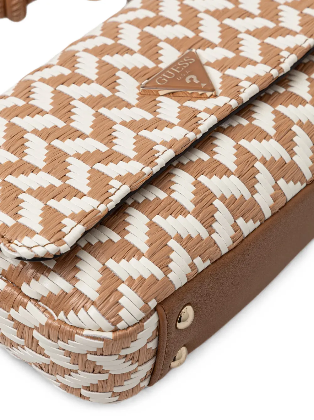 GUESS USA Tessi geweven shopper met chevron streep Beige