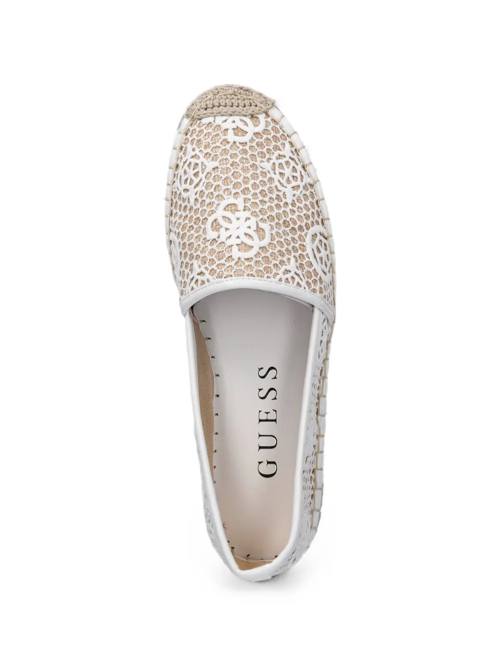 GUESS USA Joelynn logo-embroidered crochet espadrilles Wit