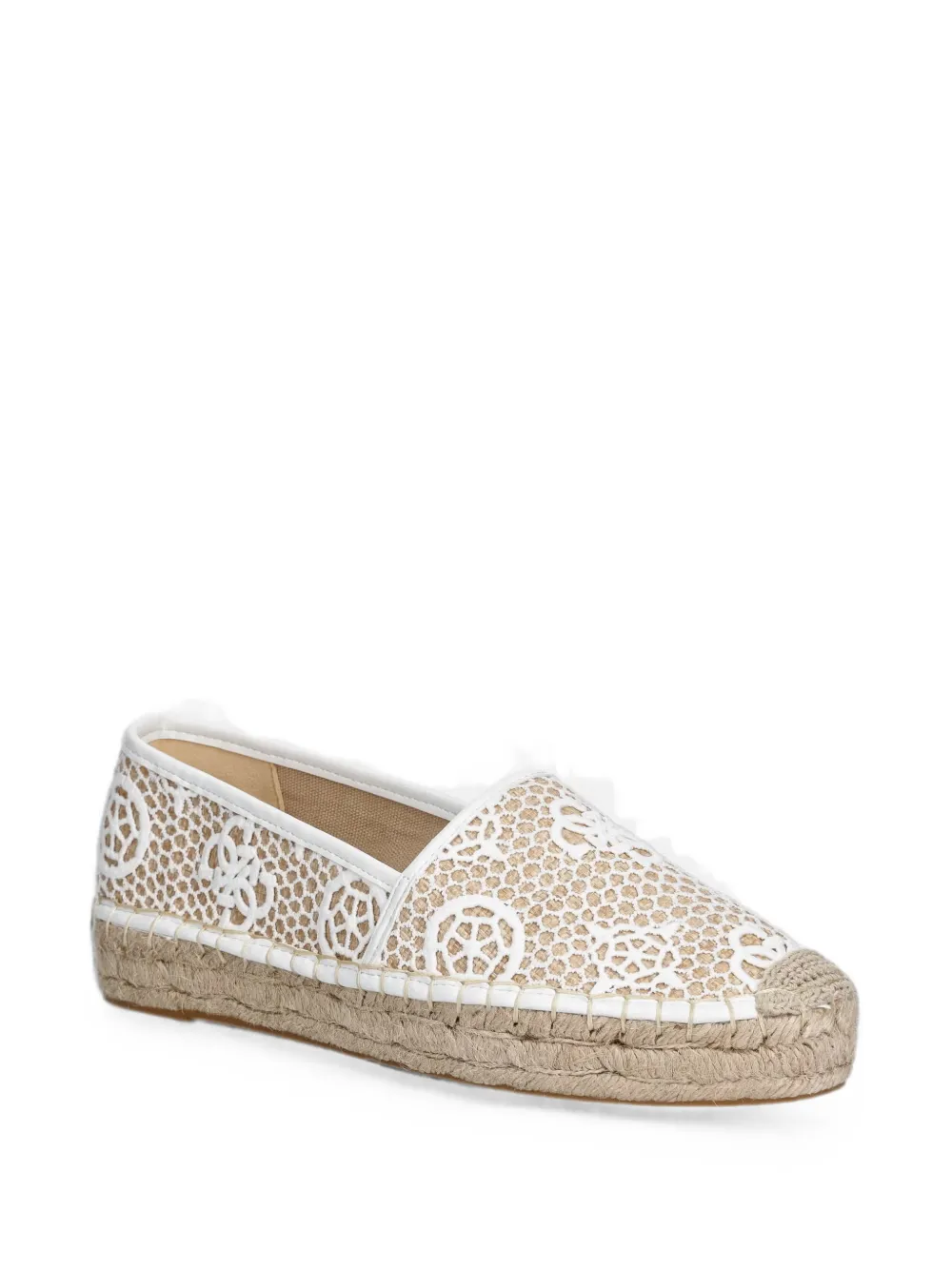 GUESS USA Joelynn logo-embroidered crochet espadrilles Wit