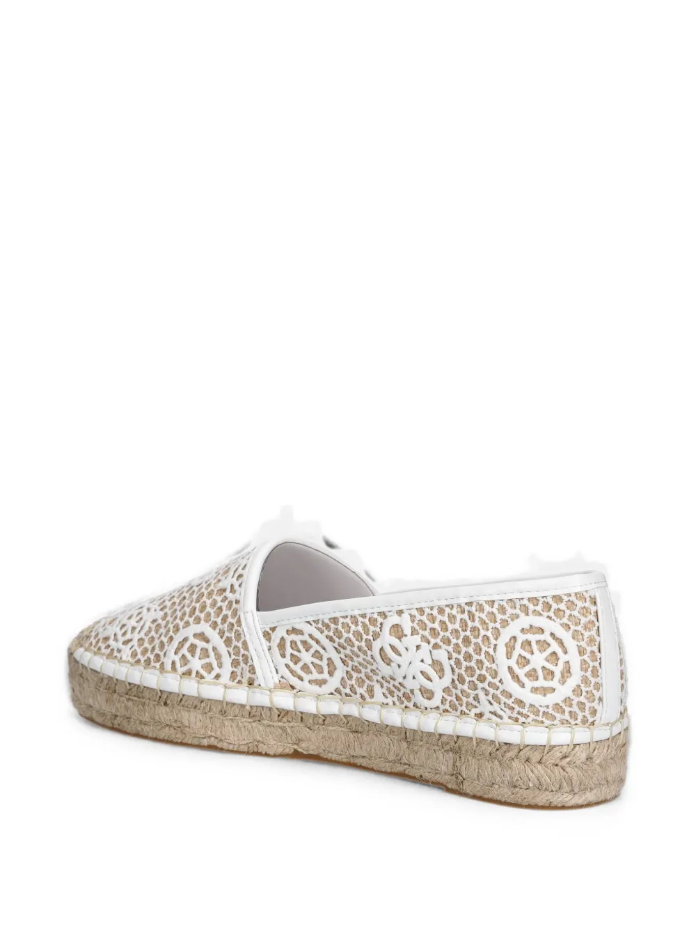 GUESS USA Joelynn logo-embroidered crochet espadrilles Wit