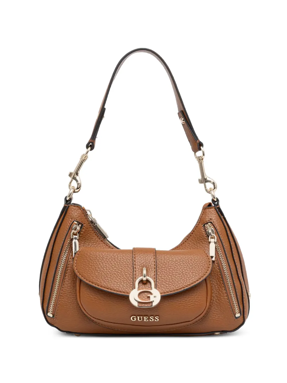GUESS USA Jessa logo-plaque pebbled shoulder bag - Marrone