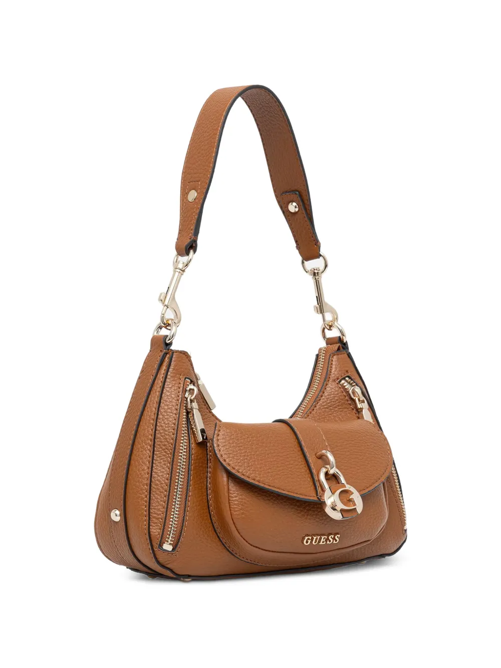 GUESS USA Jessa bewerkte schoudertas met logoplakkaat Bruin