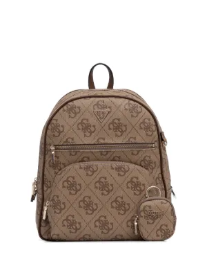 GUESS USA monogram-pattern zip-pocket Backpack | Brown  display picture 3