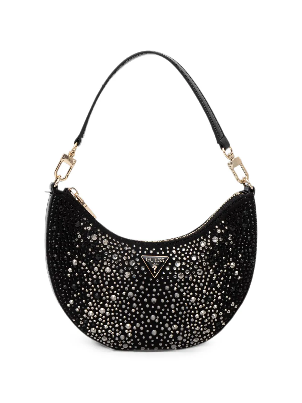 GUESS USA crystal-embellished crescent-shape shoulder bag - Nero