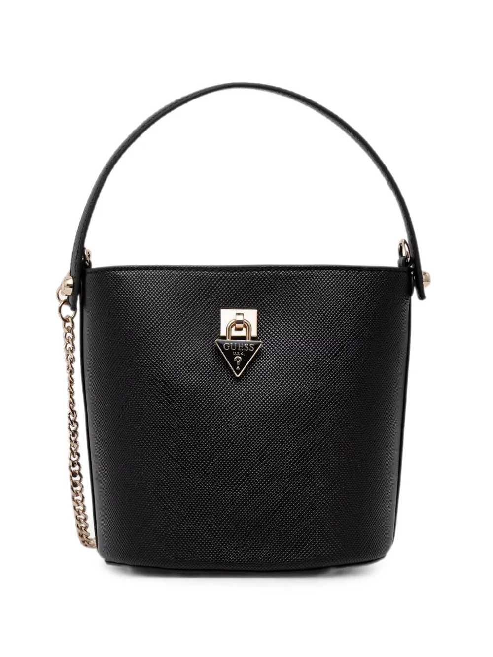 GUESS USA Patsie logo-plaque bucket bag - Nero