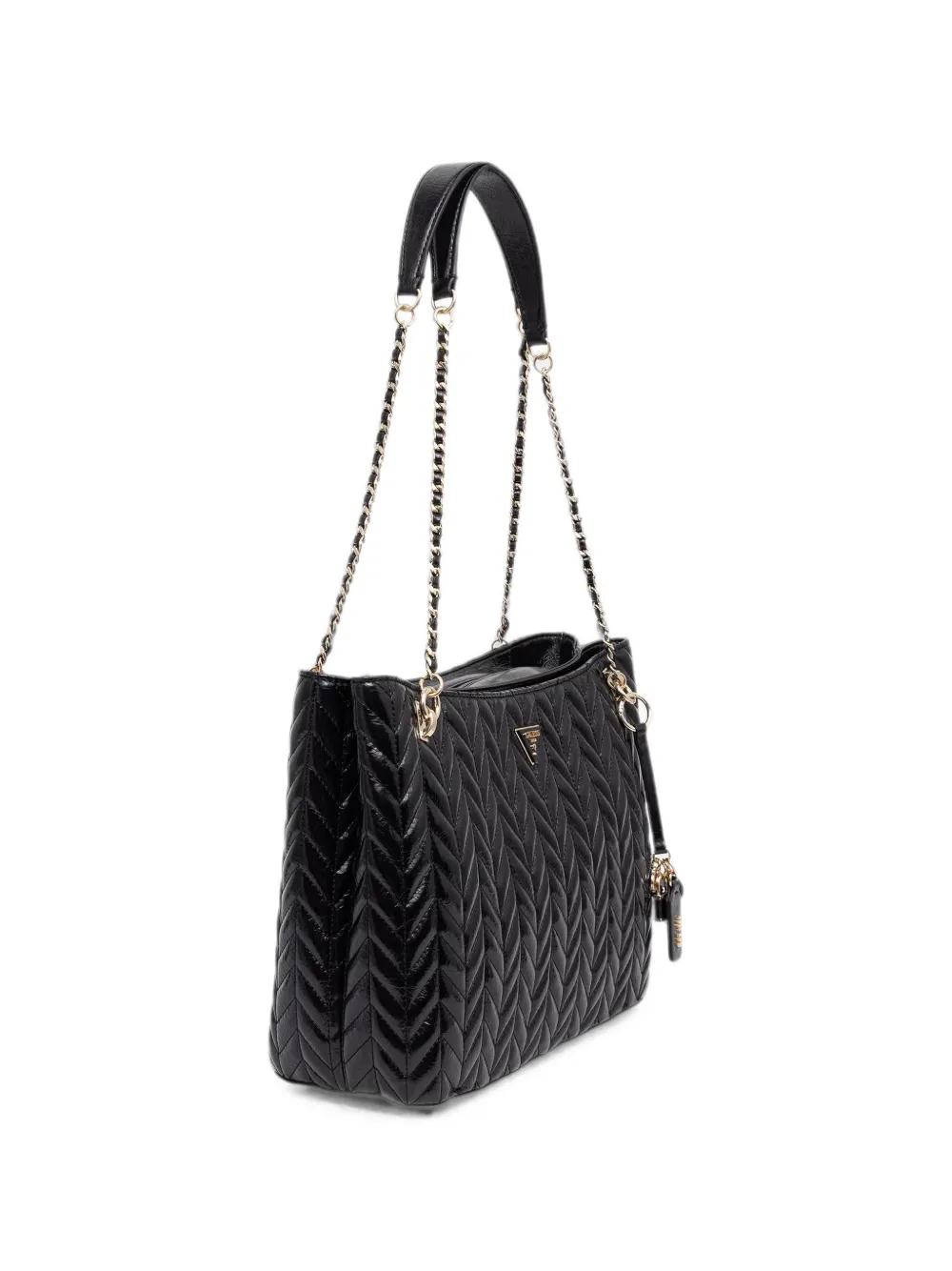 GUESS USA Cheryl gewatteerde shopper met ketting en chevron-streep Zwart