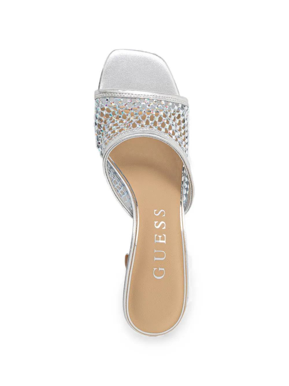 GUESS USA crystal-embellished mesh sandals Zilver