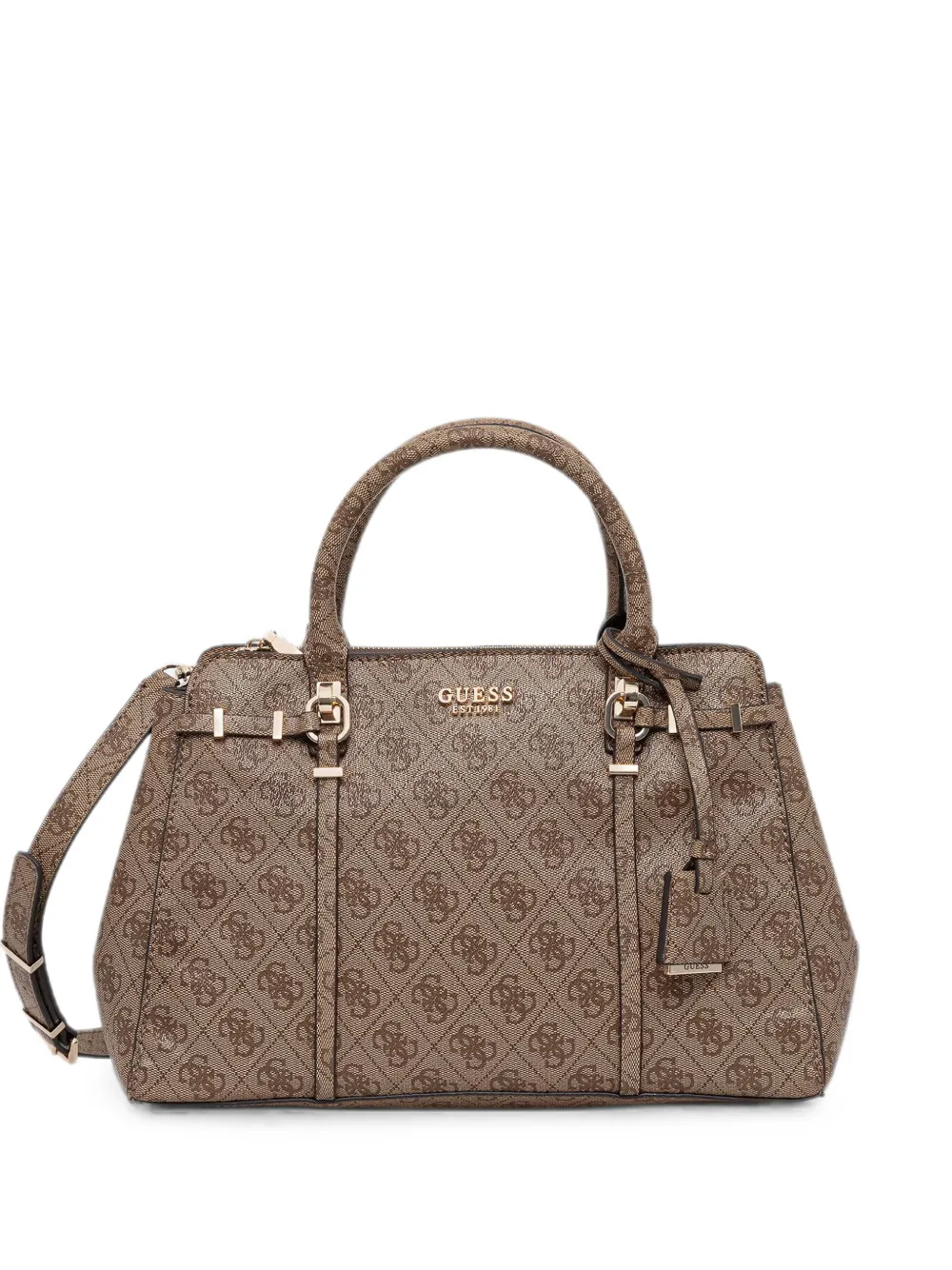 GUESS USA Leona monogram-print logo-plaque tote bag - Marrone