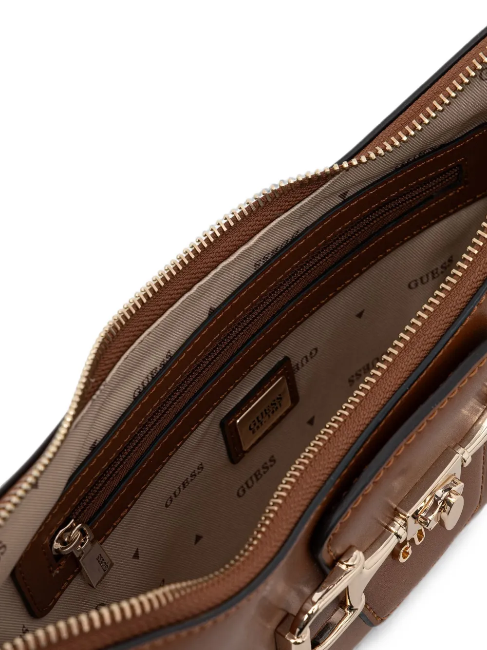 GUESS USA Janie Horsebit schoudertas Bruin