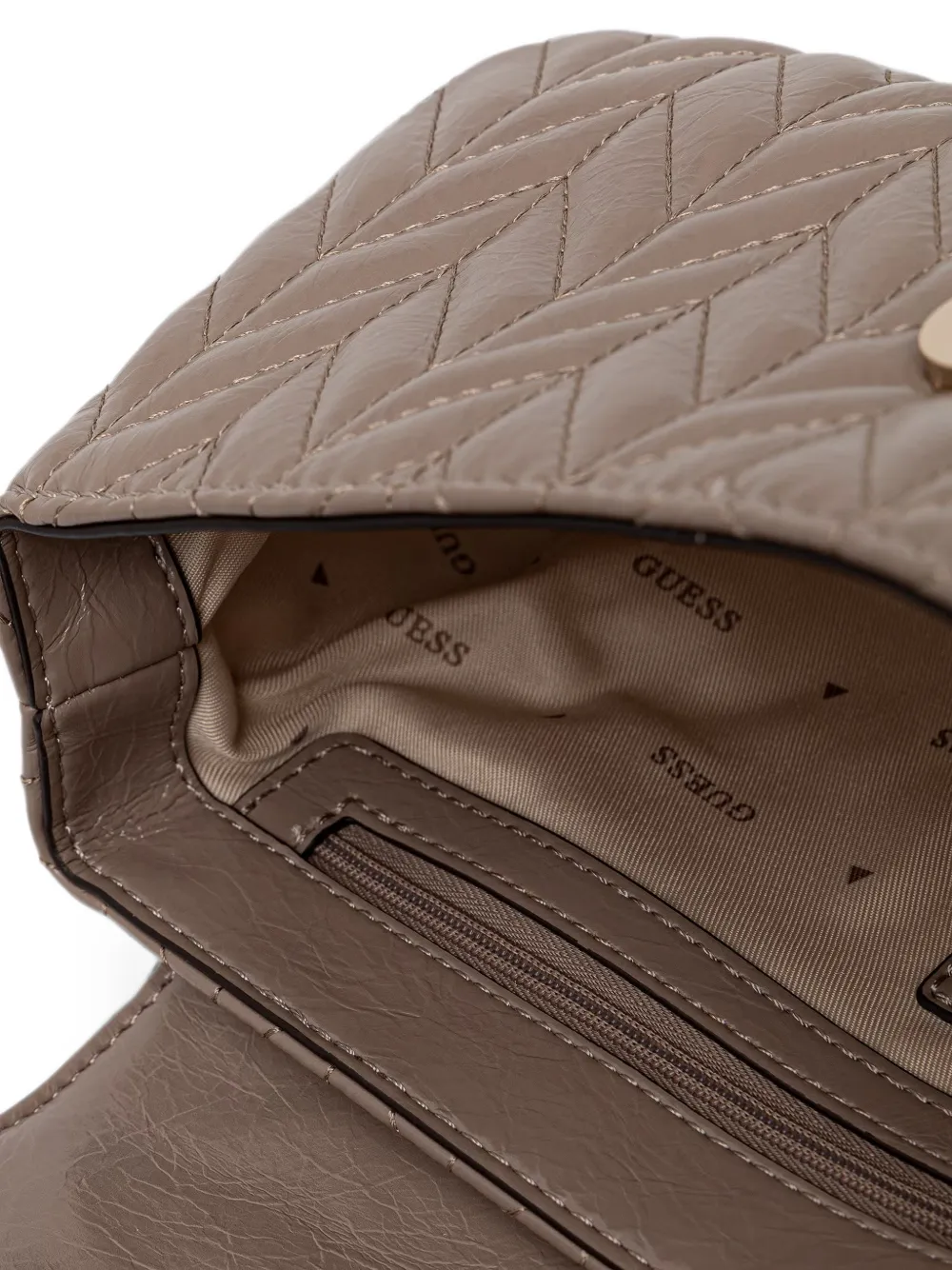 GUESS USA Cheryl gewatteerde schoudertas Beige