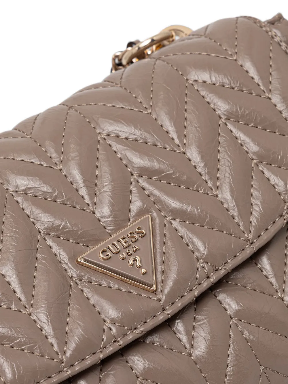 GUESS USA Cheryl gewatteerde schoudertas Beige