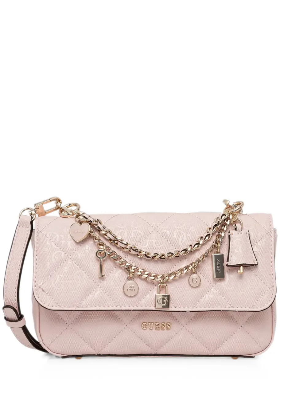 GUESS USA quilted charm-embellished shoulder bag - Rosa