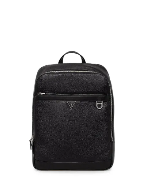 GUESS USA Monaco logo-plaque pebbled-calf leather backpack