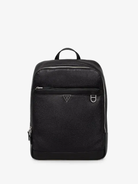GUESS USA Monaco Rucksack aus strukturiertem Kalbsleder mit Logo-Schild