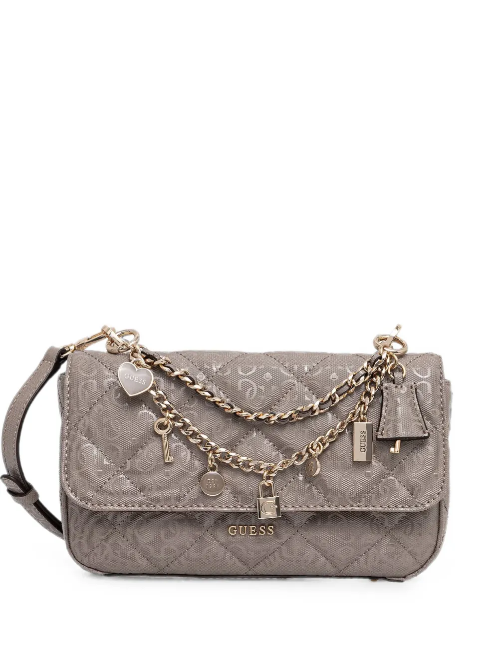 GUESS USA Libby quilted logo-embossed shoulder bag - Toni neutri