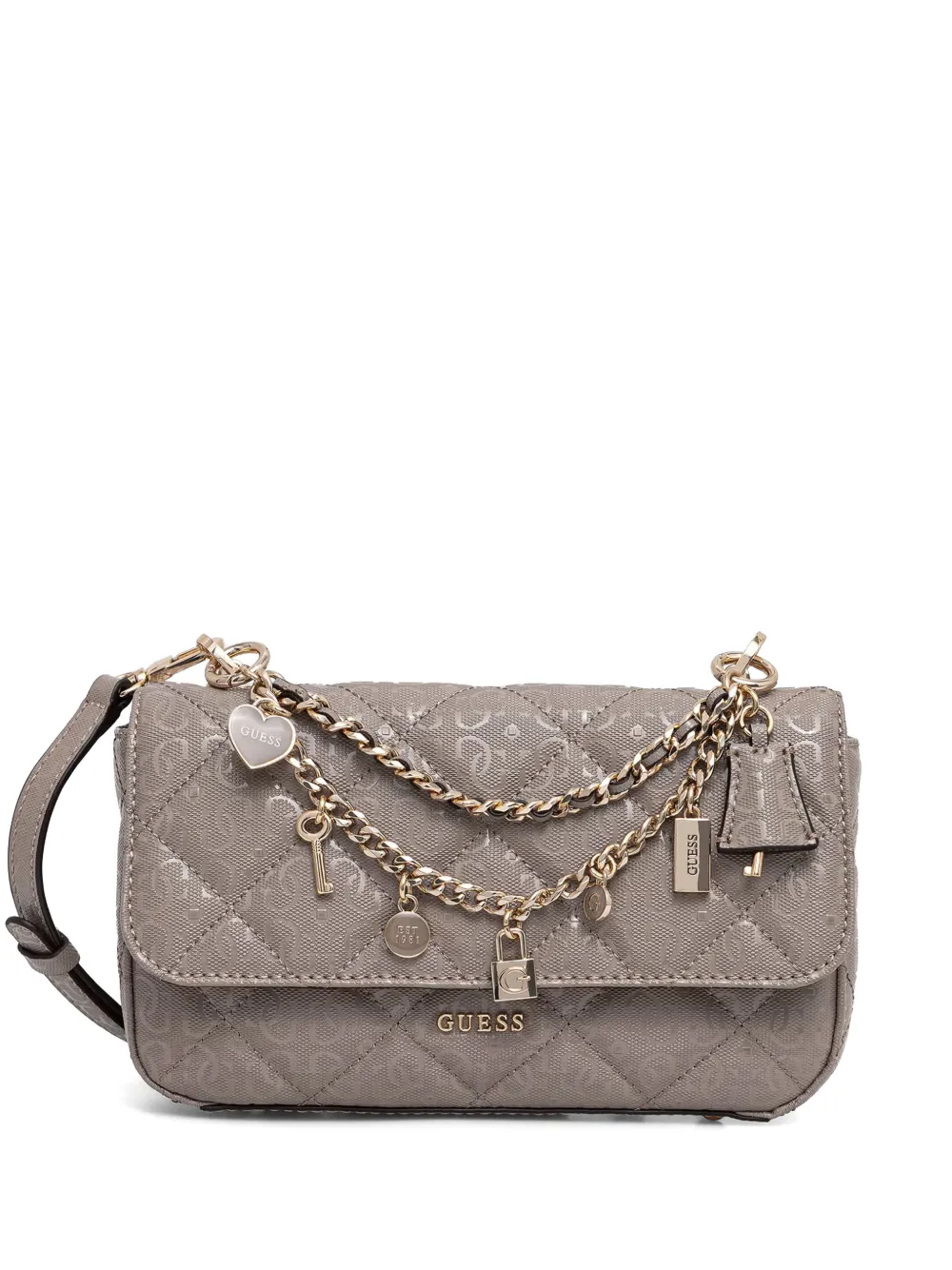 GUESS USA Libby quilted logo-embossed shoulder bag - Toni neutri