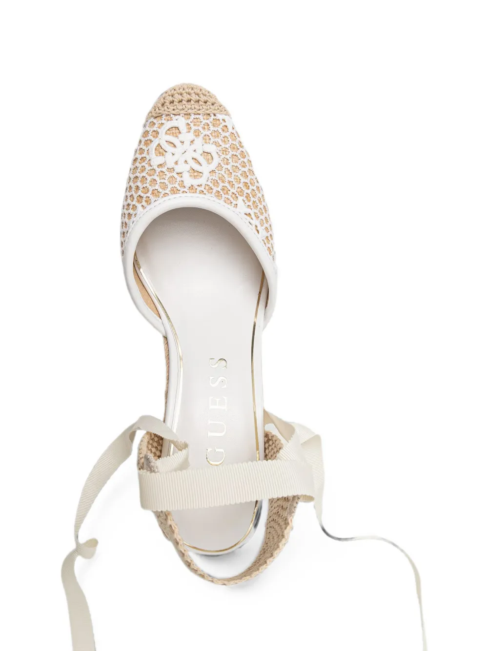 GUESS USA Cheyin crochet-knit wedge espadrilles Beige