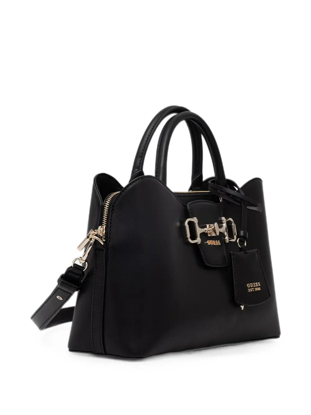 GUESS USA Janie leren shopper met horsebit detail Zwart