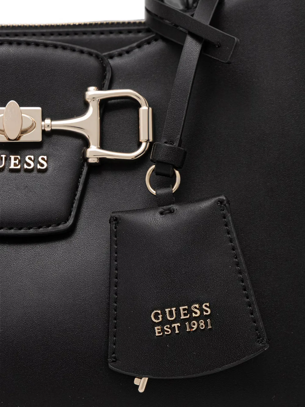 GUESS USA Janie leren shopper met horsebit detail Zwart