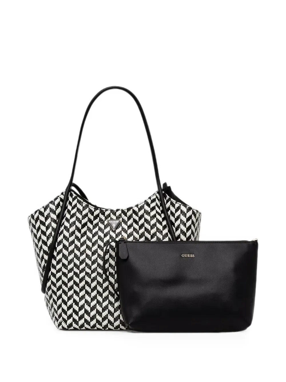 GUESS USA Tessi chevron-weave pouch-detail tote bag - Nero