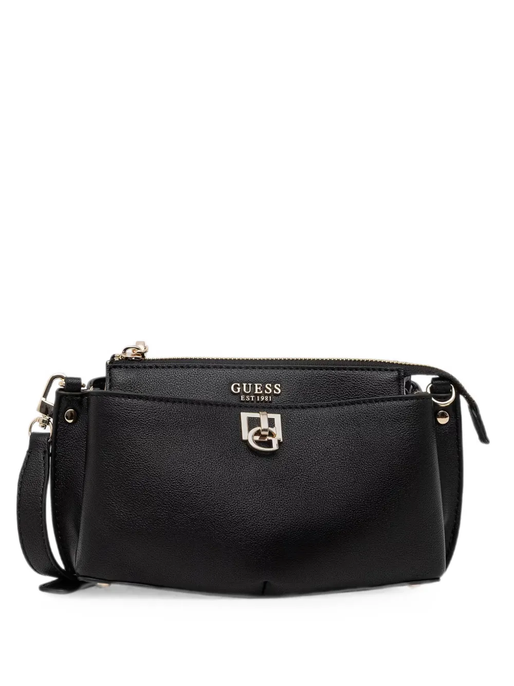 GUESS USA logo-plaque pebbled-effect shoulder bag - Nero