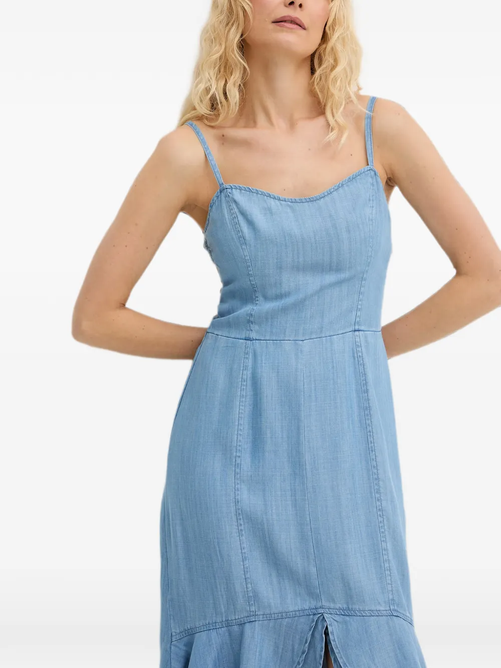 GUESS USA Marina gelaagde midi-jurk met ruches Blauw