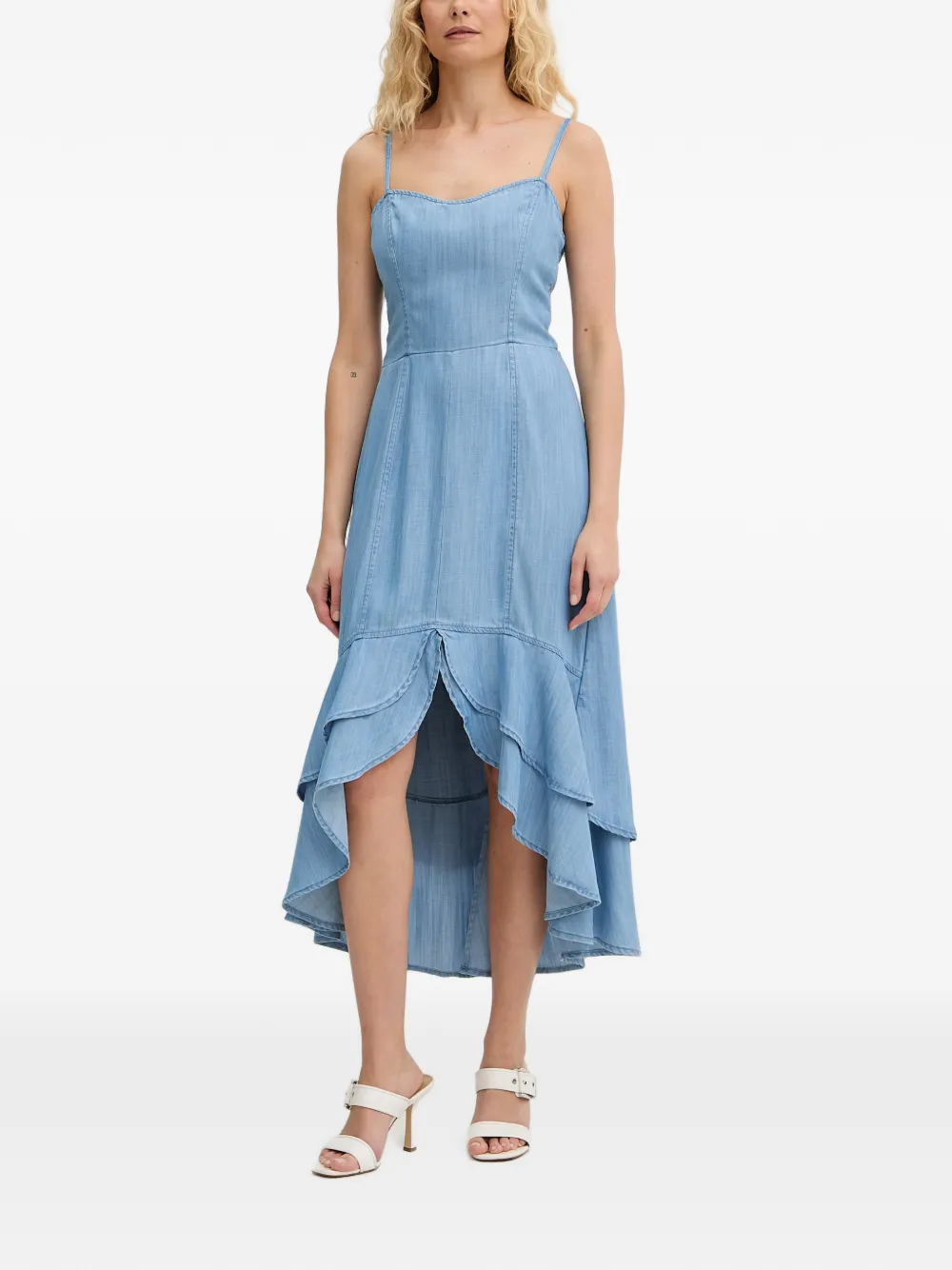 GUESS USA Marina ruffled tiered midi dress - Blue