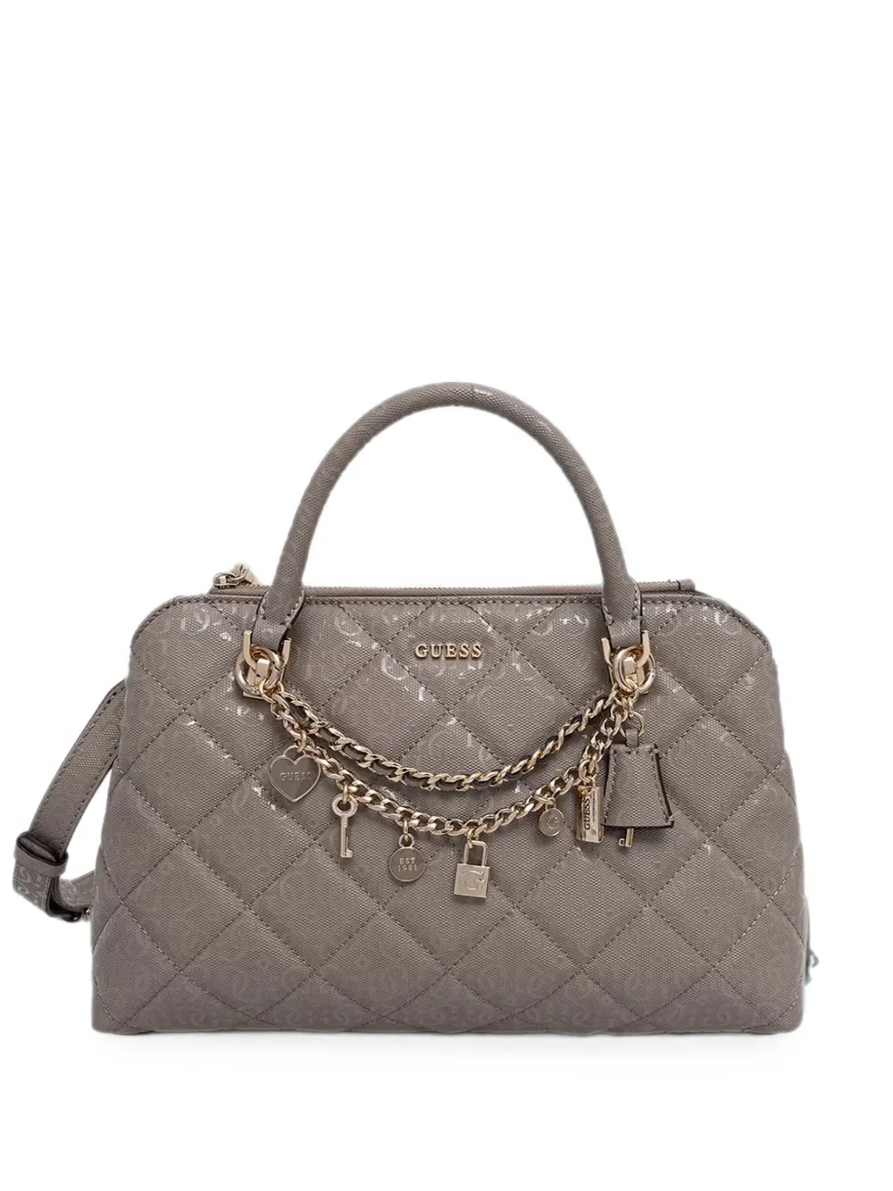 GUESS USA Libby quilted logo-print shoulder bag - DO NOT USE - Beige