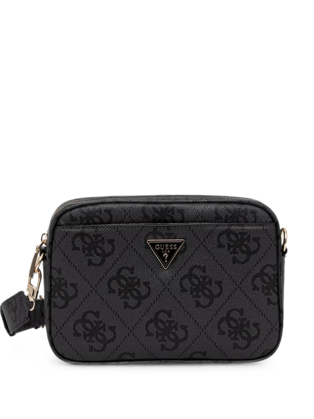 GUESS USA monogram-print logo-plaque shoulder bag - Nero