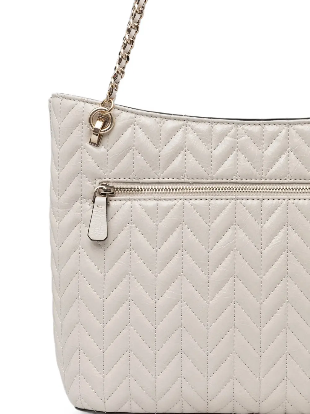 GUESS USA Cheryl gewatteerde shopper met hangslotdetail en chevron-streep Beige