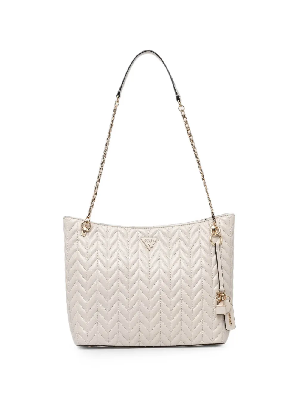 GUESS USA Cheryl chevron-quilted padlock-detail tote bag - Toni neutri