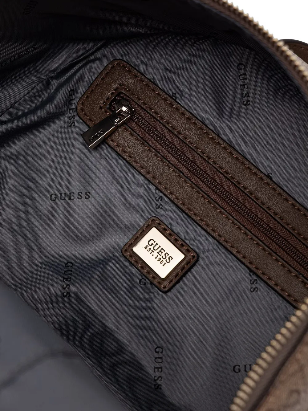 GUESS USA Kleine Follie rugzak met logoplakkaat en monogramprint Beige