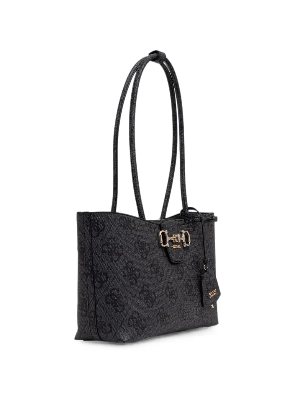 GUESS USA Janie Horsebit shopper met logoprint Zwart