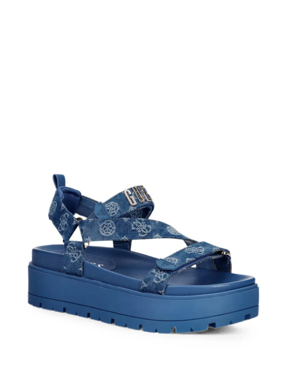 GUESS USA monogram-print platform sandals Blauw