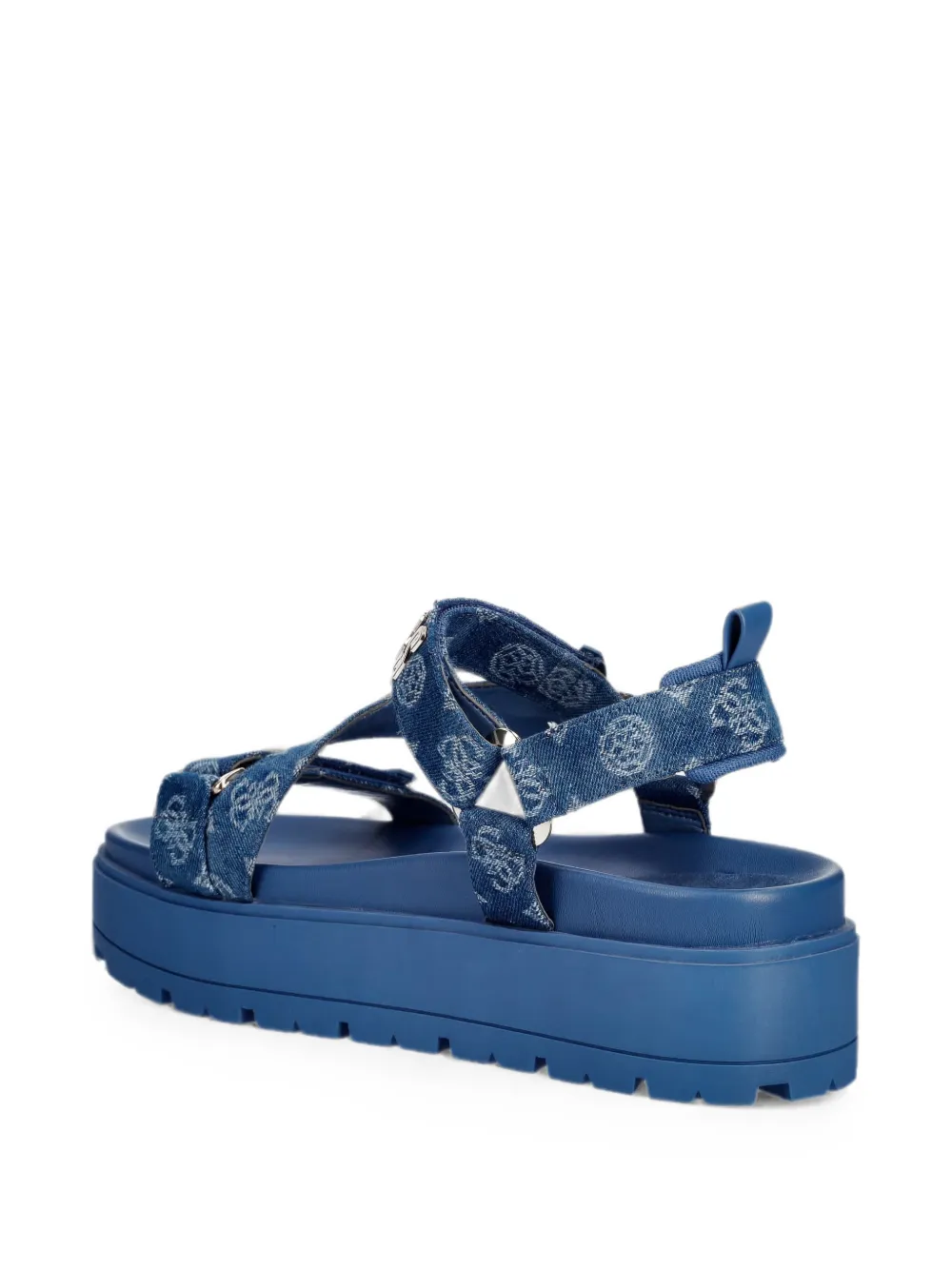 GUESS USA monogram-print platform sandals Blauw