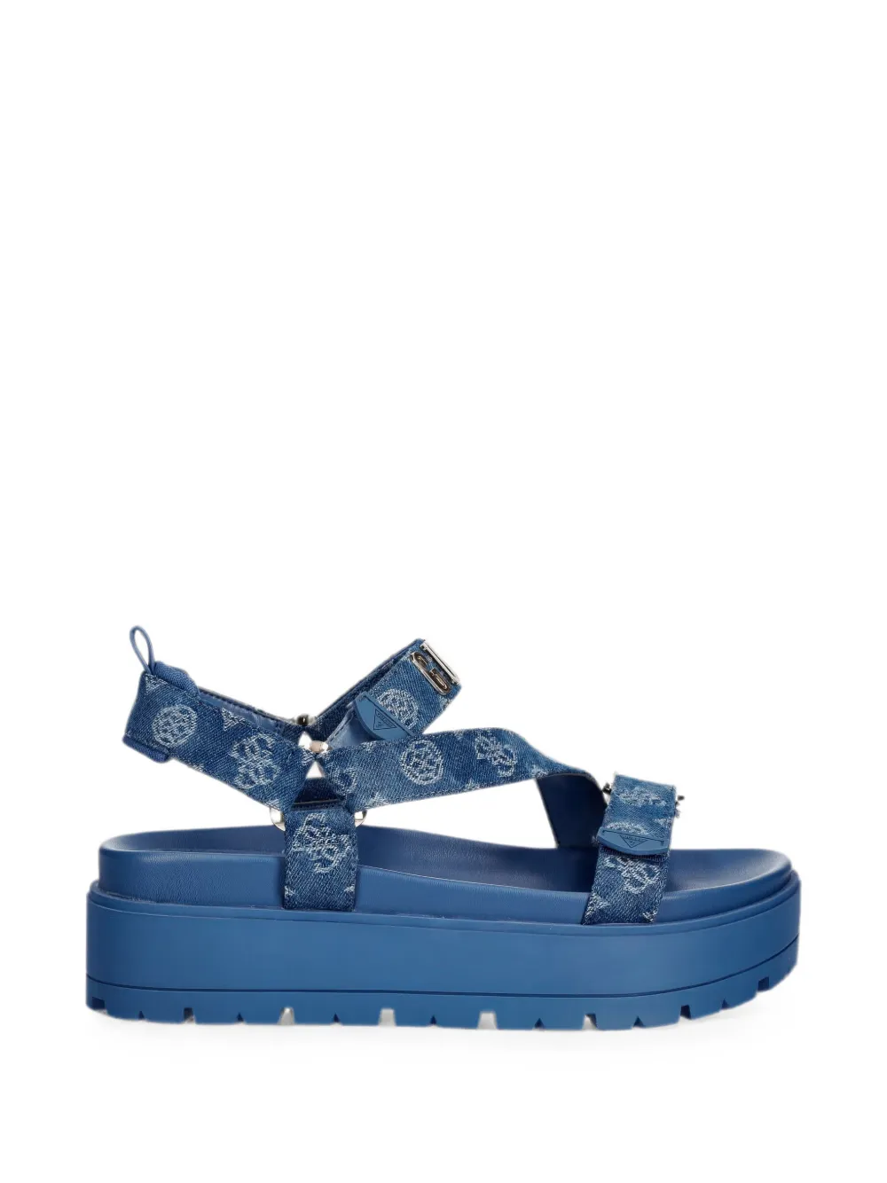 GUESS USA monogram-print platform sandals Blauw