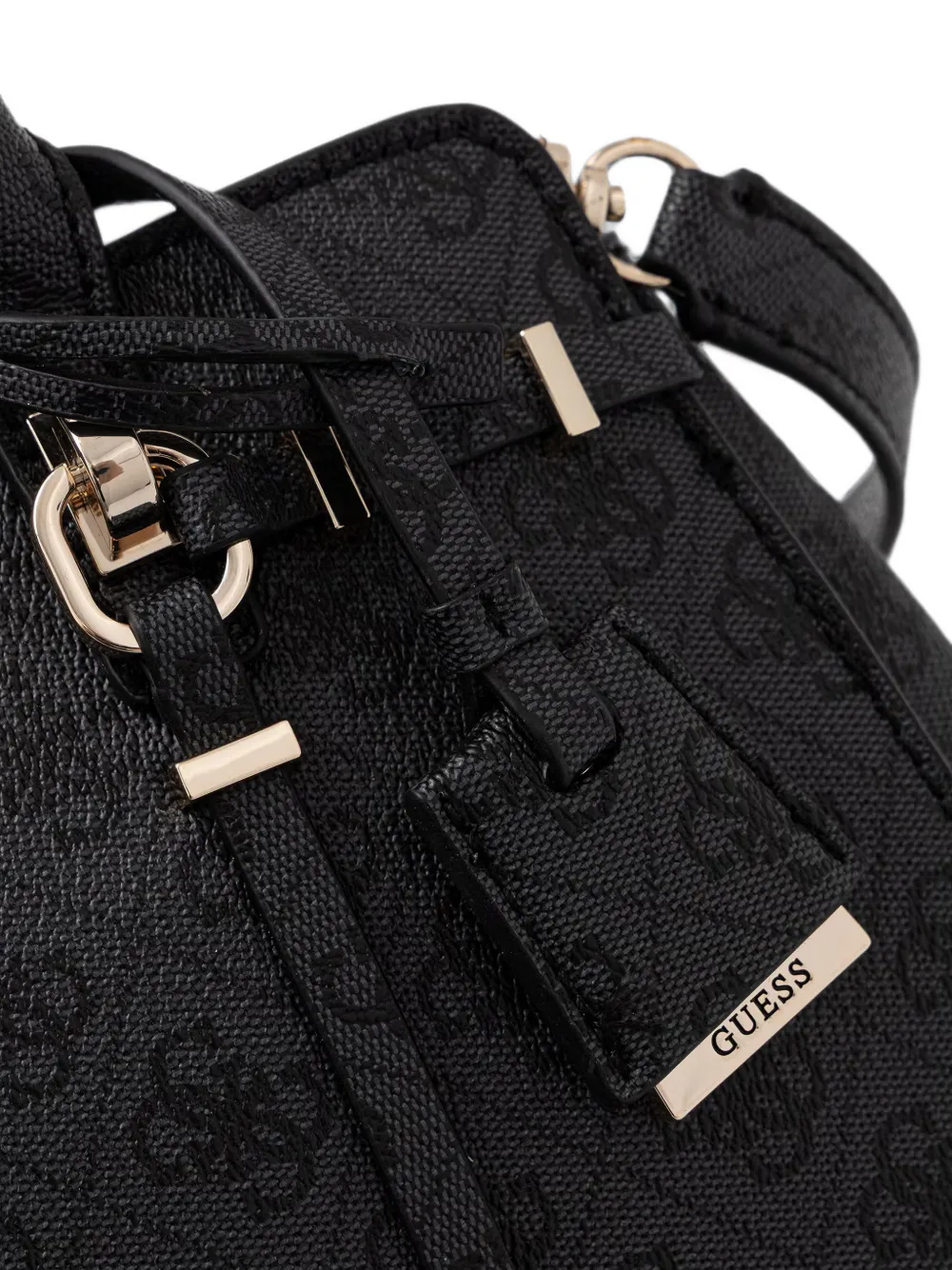 GUESS USA Leona schoudertas met monogramprint Zwart