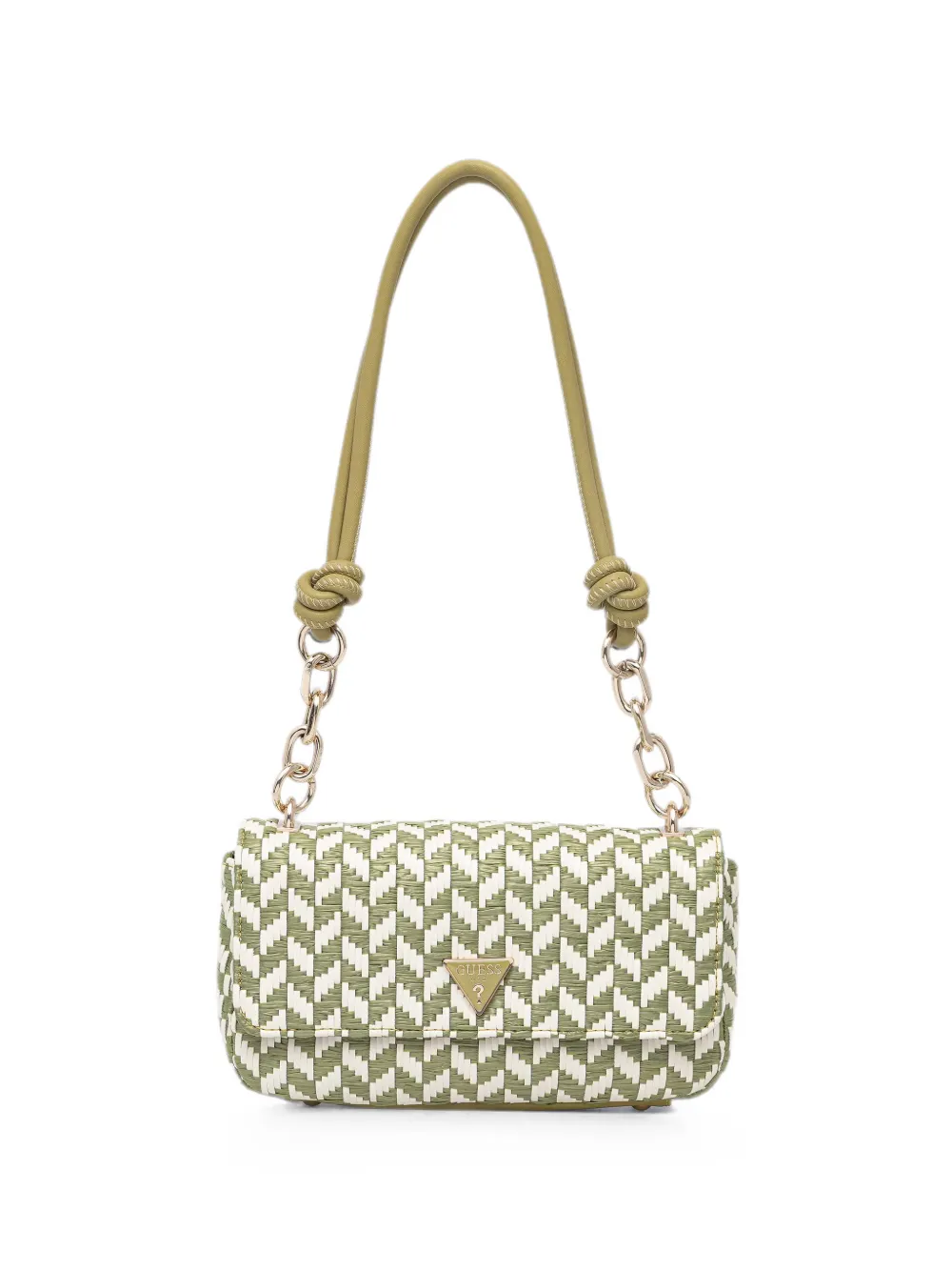 GUESS USA Tessi woven-effect logo-plaque shoulder bag - Verde
