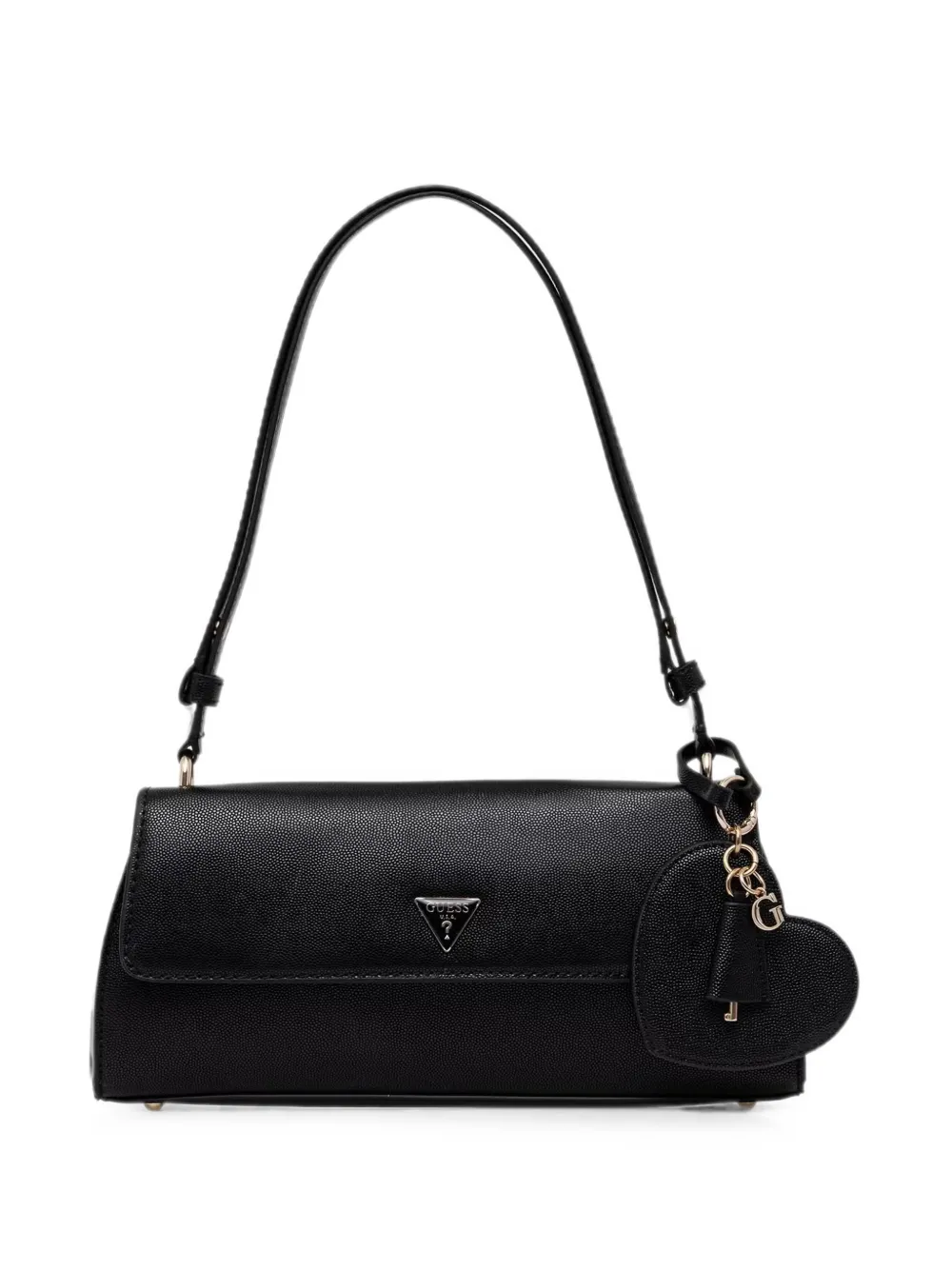 GUESS USA Isabel logo-plaque heart-charm shoulder bag - Nero