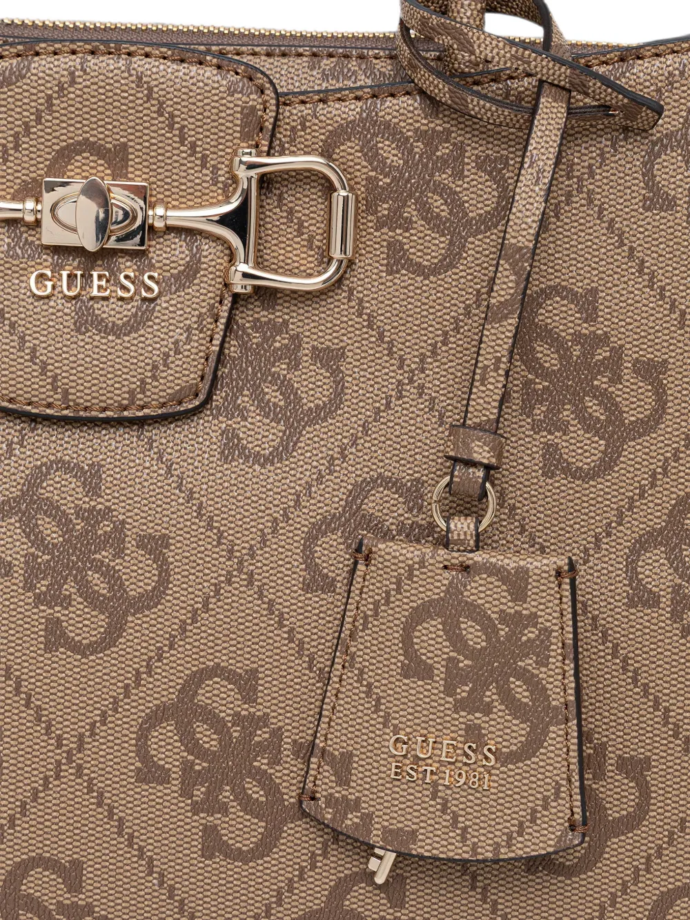 GUESS USA Horsebit shopper met monogramprint Beige