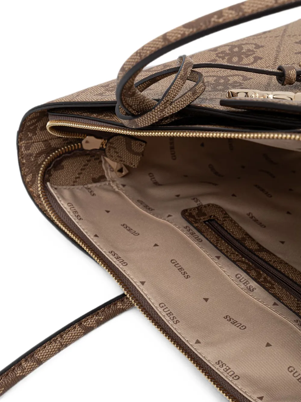 GUESS USA Horsebit shopper met monogramprint Beige