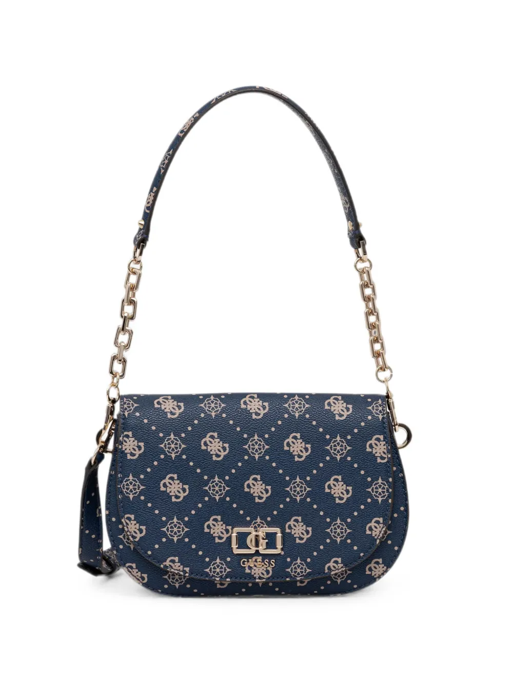 GUESS USA Emelie logo-print chain-link shoulder bag - Blu