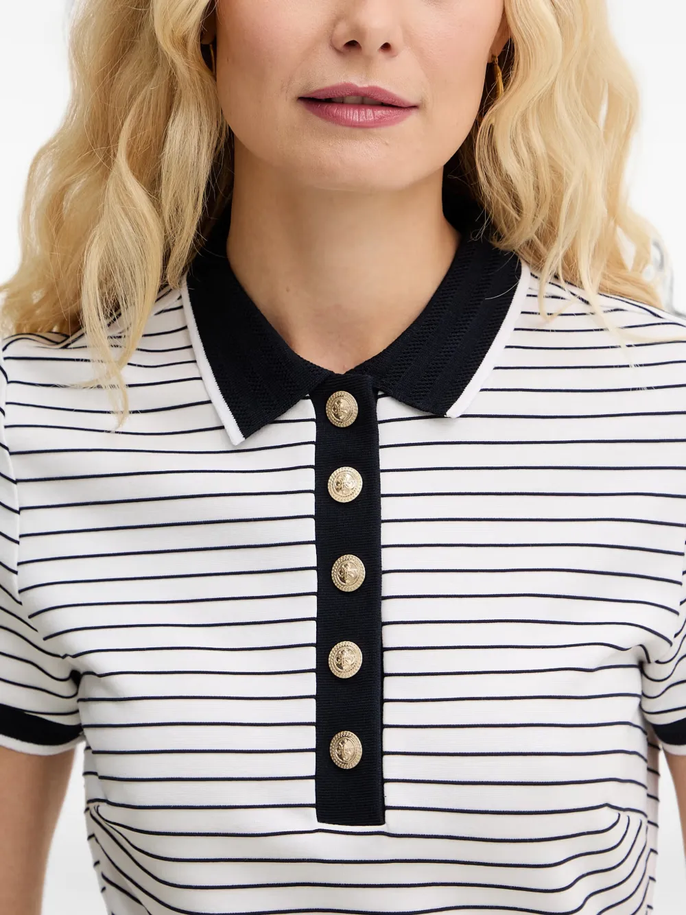 GUESS USA Mini-jurk met horizontale streep en polokraag Wit