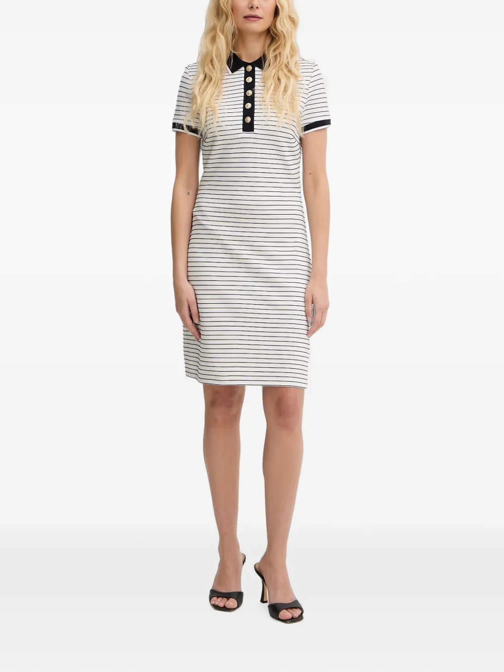 GUESS USA horizontal-stripe polo-collar mini dress - Bianco