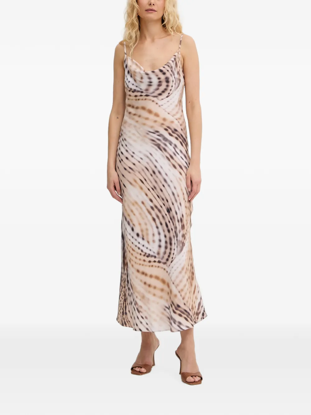 GUESS USA Midi-jurk met abstracte print en col Beige